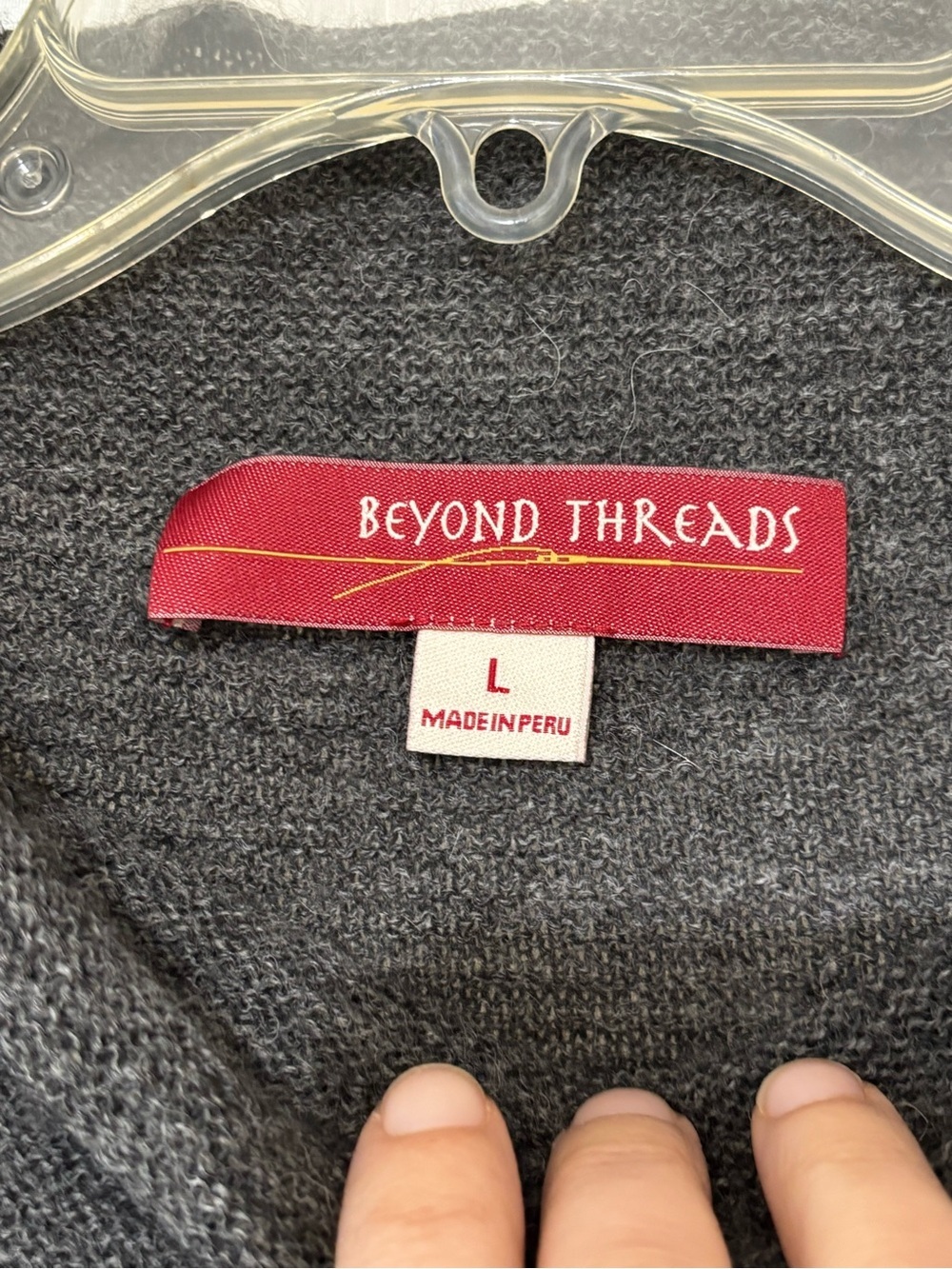 BEYOND THREADS Ribbed Cowlneck Pullover Sweater Gray Sz Large - Picture 2 of 9